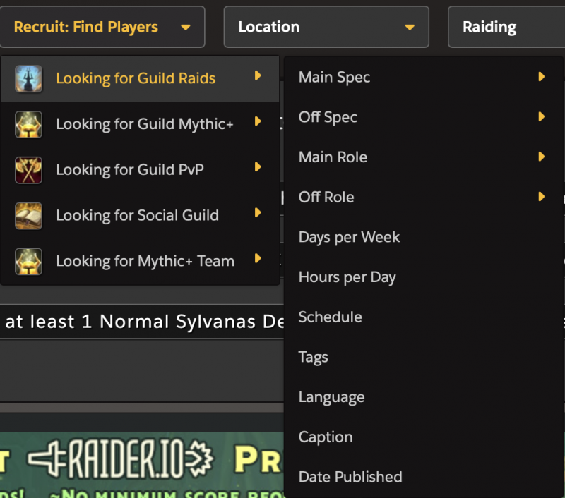 raiderio guild finder